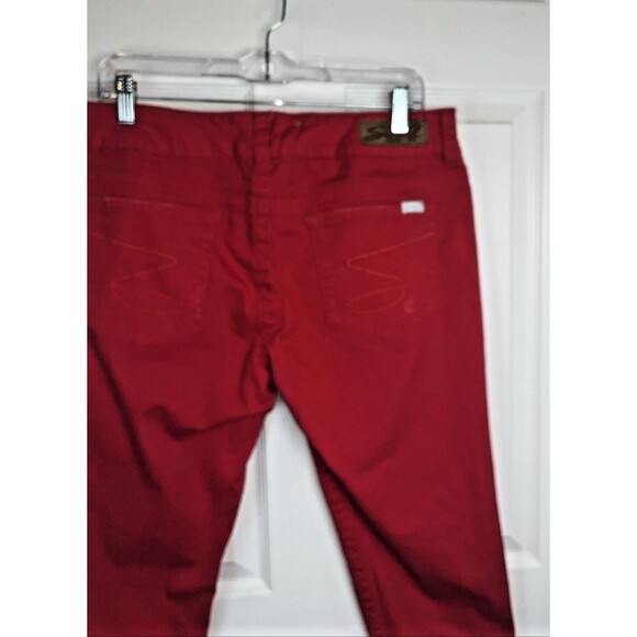 Seven7 Red Capris Women's 12 Crop Pants Clean Flat Front Stretch Summer - Picture 6 of 16